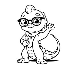 Vector illustration of a cute Lizard drawing for kids page