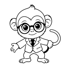 Simple vector illustration of Monkey for toddlers colouring page