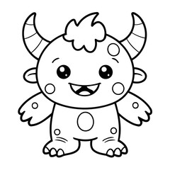 Cute vector illustration Monster hand drawn for kids page