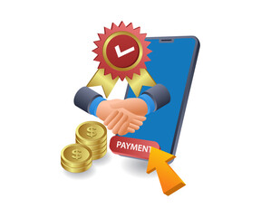 Online purchase transactions technology infographics flat isometric 3d illustration