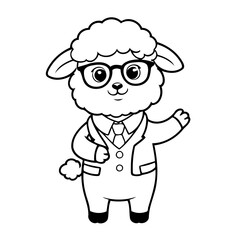 Vector illustration of a cute Sheep doodle for kids colouring page