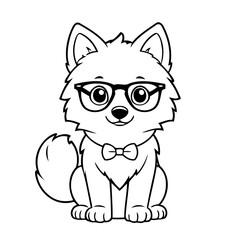 Cute vector illustration Wolf hand drawn for kids page
