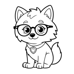 Simple vector illustration of Wolf outline for colouring page