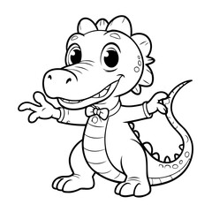 Cute vector illustration Alligator doodle for kids coloring worksheet