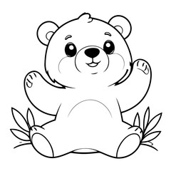 Simple vector illustration of Bear drawing for kids page