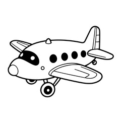 Cute vector illustration airplane doodle for kids coloring worksheet