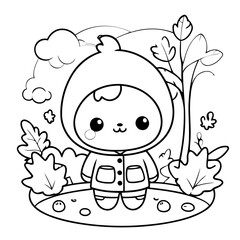 Cute vector illustration autumn drawing for colouring page