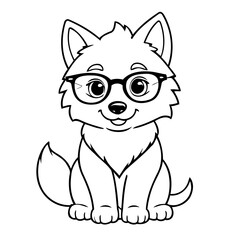 Vector illustration of a cute Wolf drawing for kids page