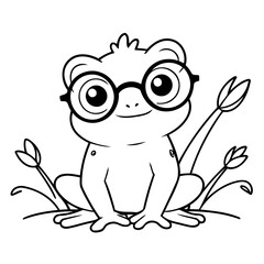 Cute vector illustration Frog doodle colouring activity for kids