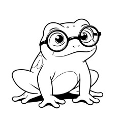 Simple vector illustration of Frog hand drawn for kids coloring page