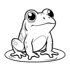 Cute vector illustration Frog for kids colouring worksheet