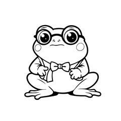 Cute vector illustration Frog for kids coloring activity page