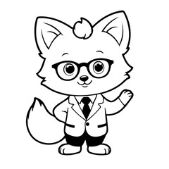 Vector illustration of a cute Fox doodle colouring activity for kids
