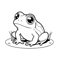 Vector illustration of a cute Frog doodle for toddlers coloring activity