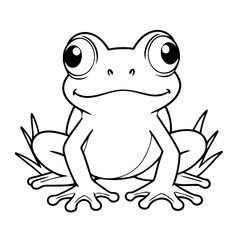 Cute vector illustration Frog drawing for toddlers colouring page