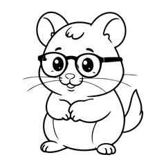 Vector illustration of a cute hamster drawing for toddlers colouring page