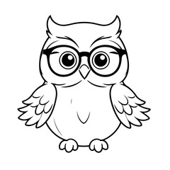 Vector illustration of a cute Owl drawing for kids page