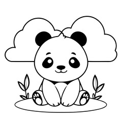 Cute vector illustration Panda doodle for children worksheet