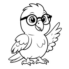 Simple vector illustration of parrot drawing for kids colouring page