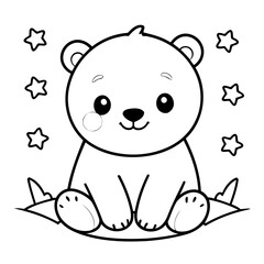 Simple vector illustration of PolarBear drawing for kids colouring activity