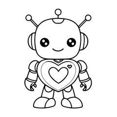 Cute vector illustration robot doodle for toddlers worksheet