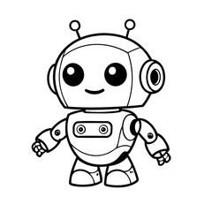 Simple vector illustration of robot for toddlers colouring page