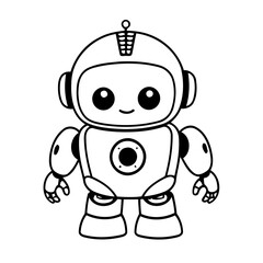Cute vector illustration robot hand drawn for kids page