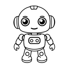 Simple vector illustration of robot hand drawn for kids page