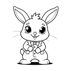 Cute vector illustration Bunny doodle colouring activity for kids