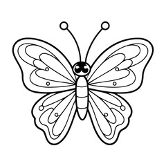 Cute vector illustration Butterfly doodle for kids colouring page