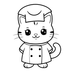 Cute vector illustration Cat doodle for toddlers colouring page
