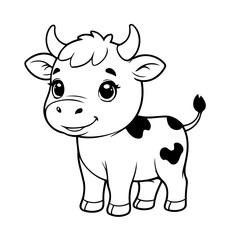 Vector illustration of a cute Cow doodle for toddlers colouring page