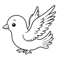 Vector illustration of a cute Dove drawing for toddlers coloring activity