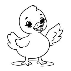 Cute vector illustration duck for kids colouring worksheet