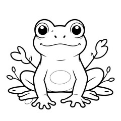 Vector illustration of a cute Frog doodle for toddlers coloring activity