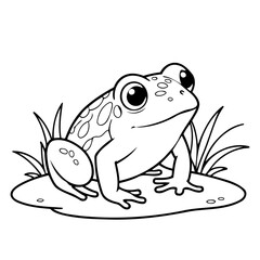 Simple vector illustration of Frog for kids colouring worksheet