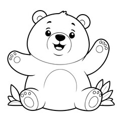 Vector illustration of a cute Bear drawing for colouring page