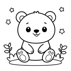Cute vector illustration Bear for kids colouring worksheet