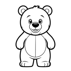 Vector illustration of a cute Bear drawing for kids colouring activity