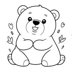 Cute vector illustration Bear drawing for colouring page