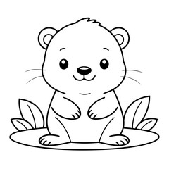 Vector illustration of a cute beaver drawing for toddlers book
