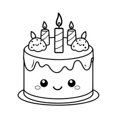 Cute vector illustration birthday drawing for toddlers coloring activity