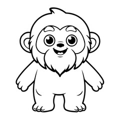 Simple vector illustration of Yeti drawing for toddlers coloring activity