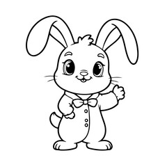 Cute vector illustration Bunny drawing for kids colouring activity