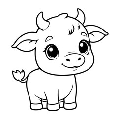 Cute vector illustration Cow doodle for kids colouring page