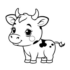 Simple vector illustration of Cow drawing for children page