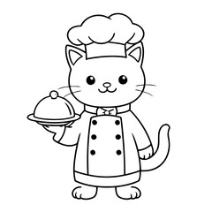 Vector illustration of a cute Cat doodle for toddlers worksheet