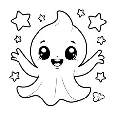 Cute vector illustration Ghost doodle for kids coloring worksheet