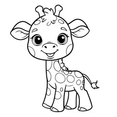 Simple vector illustration of Giraffe drawing for toddlers book