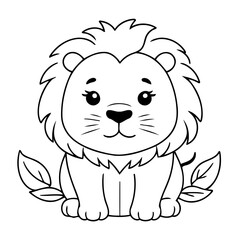 Cute vector illustration Lion doodle for toddlers colouring page